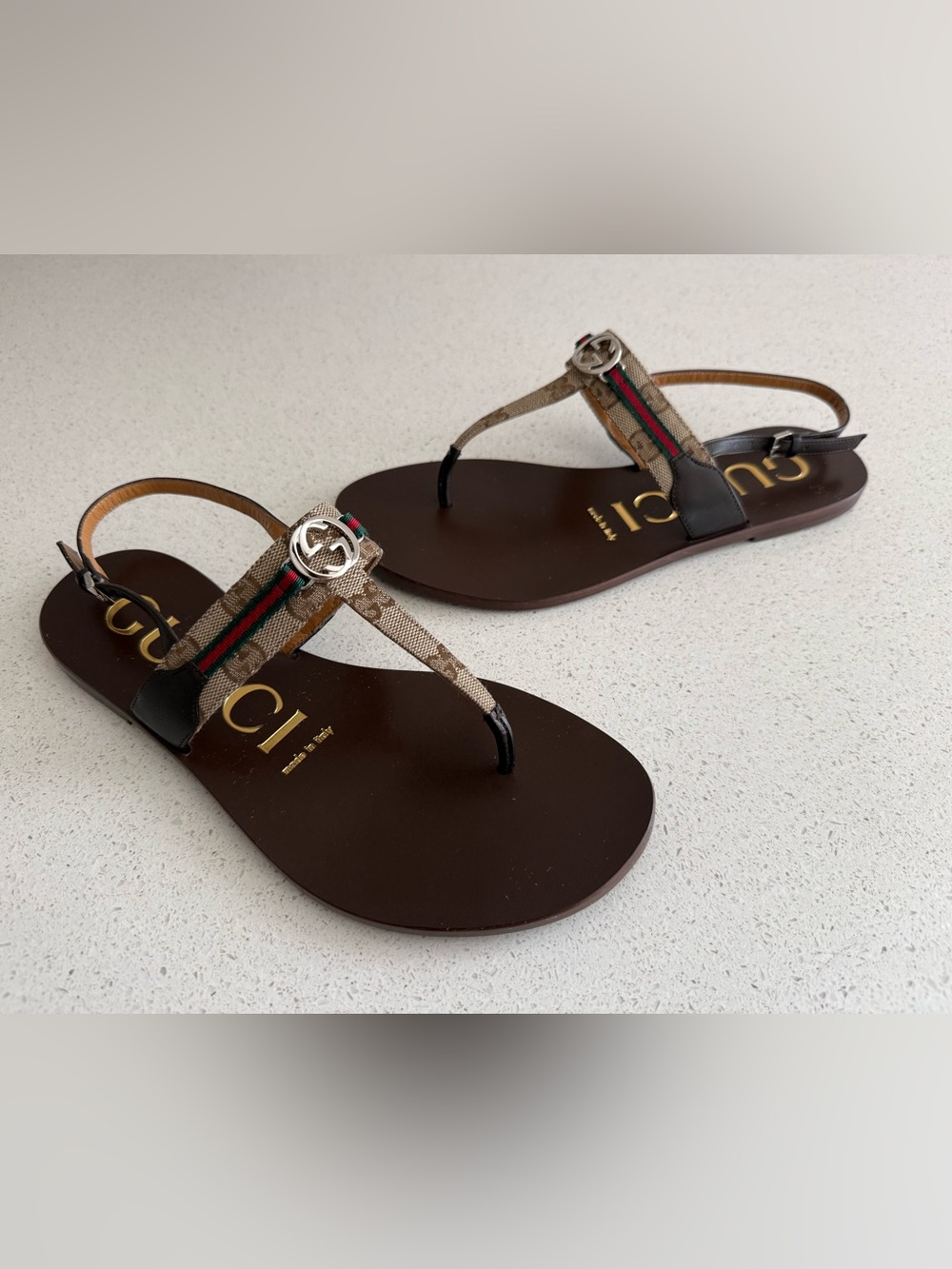 Gucci Interlocking G Sandals Web Slingback Size EU 38 US 8 - Picture 4 of 6